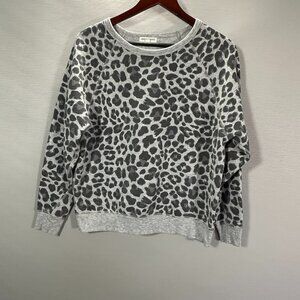 Grayson Threads Sweatshirt Womens Small  Gray Animal Print Ribbed Hem Cuffs